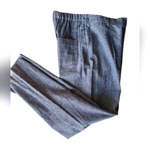 Joseph Ribkoff Relaxed Pleated Office Trousers Boot Cut Linen Cotton Blue Sz 8